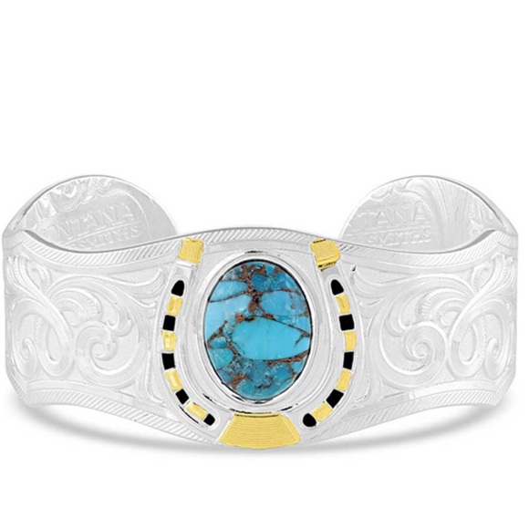Montana Silversmiths Jewelry - Montana Silversmiths Set In Stone Gold and Turquoise Cuff Bracelet,